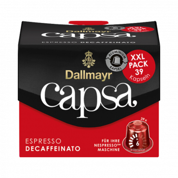 Dallmayr Capsa Espresso Decaffeinato 6 XXL, koffeinfrei, Nespresso-kompatibel, 39 Aluminium-Kaffeekapseln, 218 Gramm
